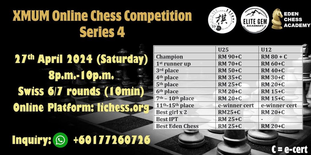 XMUM ONLINE CHESS COMPETITION 2024 (U25）